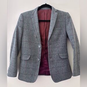 Isaac Mizrahi Gray and Pink Plaid Blazer